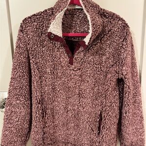Cozy Plush Sherpa Pullover Sweater - Dusty Mauve